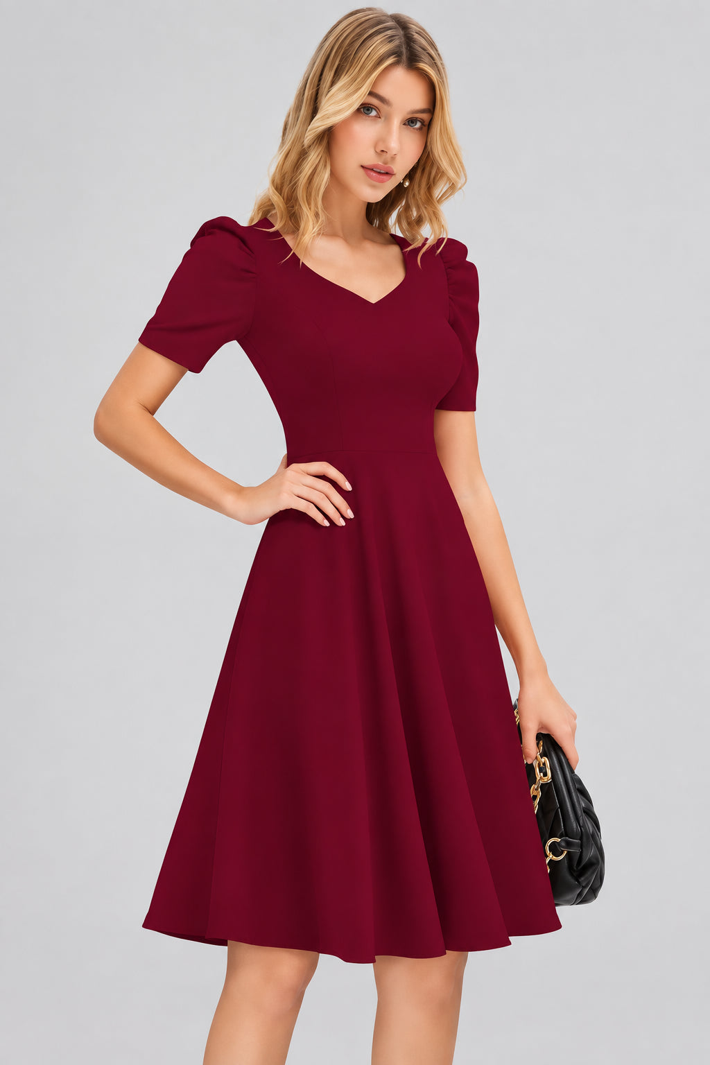 Maroon Fit & Flare Dress